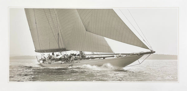 Sailing yacht exhibition poster - Shamrock V - Sailboat - ocean - sea - regatta - art print - black white photography - offset litho