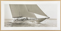 Sailing yacht exhibition poster - Shamrock V - Sailboat - ocean - sea - regatta - art print - black white photography - offset litho