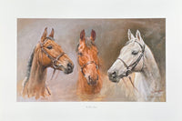 Susan Crawford exhibition poster - The Three Kings - Arkle - Red Rum - Desert Orchid - racehorse - horses - champion - art print