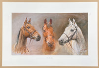 Susan Crawford exhibition poster - The Three Kings - Arkle - Red Rum - Desert Orchid - racehorse - horses - champion - art print