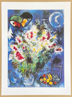 Marc Chagall exhibition poster - Nature Morte aux Fleurs - still life - flowers -museum artist - art print - 1997