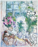 Marc Chagall exhibition poster - The White Window - museum artist - art print - blue - still life - flowers - love