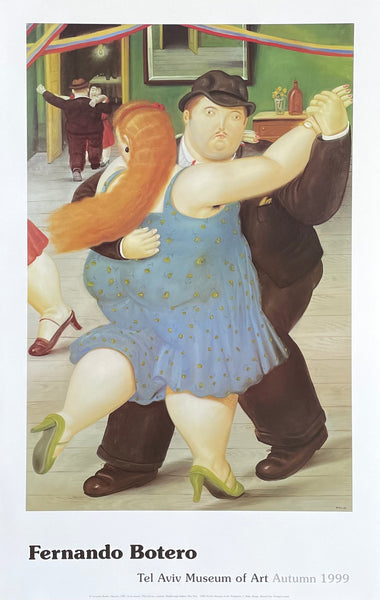 Fernando Botero exhibition poster - Dancers - Tel Aviv Museum of Art - museum artist - art print - offset litho - 1999