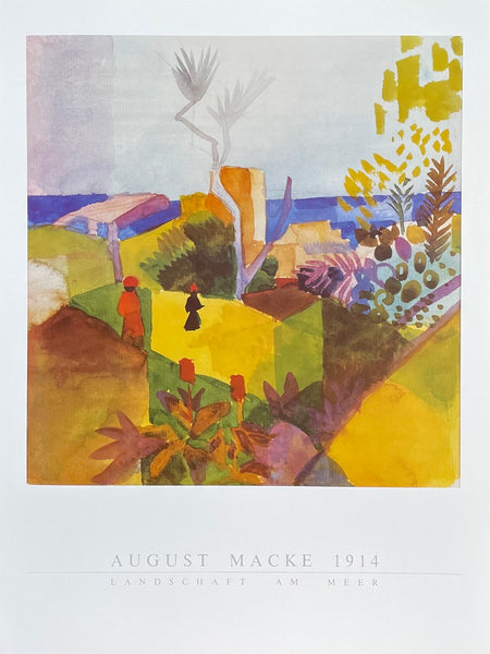 August Macke exhibition poster - Landscape at sea - expressionist - museum artist - art print - landschaft am meer