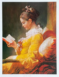 Jean Honore Fragonard exhibition poster - A young girl reading - classic portrait painting - museum artist - early art print - 1967