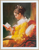 Jean Honore Fragonard exhibition poster - A young girl reading - classic portrait painting - museum artist - early art print - 1967