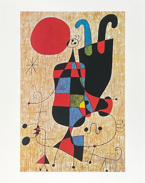 Joan Miro exhibition poster - Upside down figures - museum artist - art print - surrealism - 1999