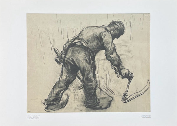 Vincent van Gogh exhibition poster - Reaping peasant - sower - farmer - museum artist - art print - offset lithograph - 1970s