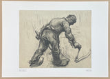 Vincent van Gogh exhibition poster - Reaping peasant - sower - farmer - museum artist - art print - offset lithograph - 1970s