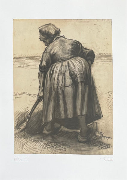 Vincent van Gogh exhibition poster - Digging peasant woman - museum artist - art print - 1970s