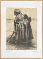 Vincent van Gogh exhibition poster - Digging peasant woman - museum artist - art print - 1970s