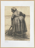 Vincent van Gogh exhibition poster - Digging peasant woman - museum artist - art print - 1970s