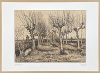 Vincent van Gogh exhibition poster - Pollard Birches - Shepherd - landscape - trees - museum artist - art print - offset lithograph - 1970s