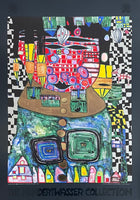 Hundertwasser exhibition poster - Antipode King - museum artist - art print - black