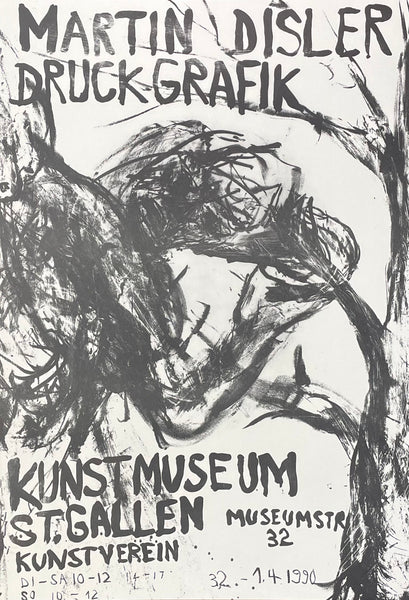 Martin Disler exhibition poster - Druck Grafik - St. Gallen Museum - art print - Swiss Artist - 1990