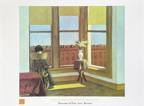 Edward Hopper exhibition poster - Room in Brooklyn - museum artist - art print - New York - offset lithograph - 1998