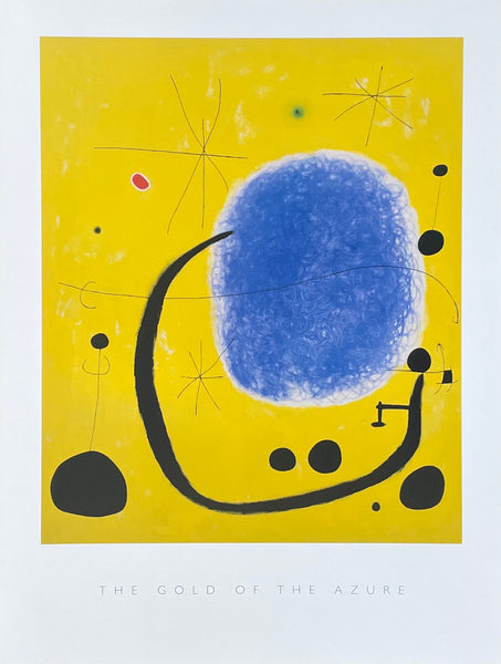 Joan Miro exhibition poster - The Gold of the Azure - museum artist - art print - surrealism - yellow - blue