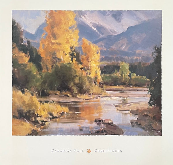 Scott Christensen exhibition poster - Canadian Fall - landscape - river - mountains - museum artist - art print - 1997