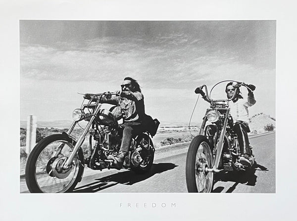 Freedom exhibition poster - Easy Rider - Freedom - motorbike - offset lithograph - black white photography - art print