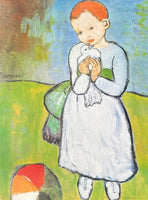Pablo Picasso exhibition poster - Young lady with pigeon - female portrait - museum artist - art print - 1997