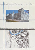 Christo exhibition poster - Wrapped Reichstag - Berlin - offset lithograph - museum artist - art print - 1992