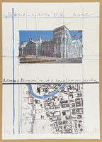 Christo exhibition poster - Wrapped Reichstag - Berlin - offset lithograph - museum artist - art print - 1992