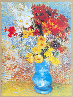 Vincent van Gogh exhibition poster - blue vase with red and yellow flowers - museum artist - art print - offset lithograph - still life