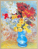 Vincent van Gogh exhibition poster - blue vase with red and yellow flowers - museum artist - art print - offset lithograph - still life