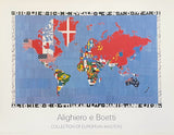 Alighiero e Boetti exhibition poster - Map - world - flags - collection of European Masters - museum artist - art print - 1994