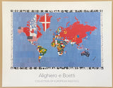 Alighiero e Boetti exhibition poster - Map - world - flags - collection of European Masters - museum artist - art print - 1994