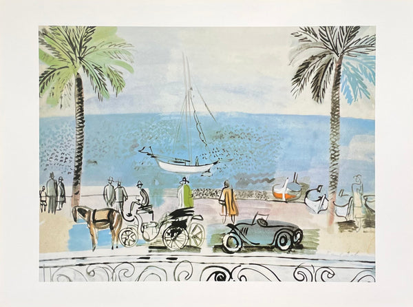 Raoul Dufy exhibition poster - Promenade of Nice - palm trees - France  - museum artist - art print - 1994