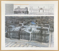 Christo exhibition poster - Wrapped Reichstag - Berlin - offset lithograph - museum artist - art print - 1994