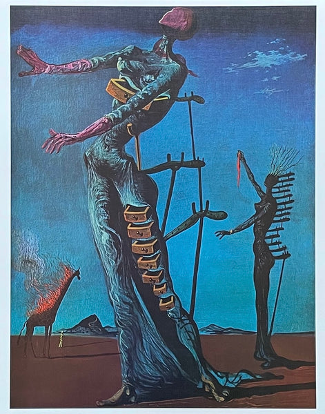 Salvador Dali exhibition poster - The burning giraffe - museum artist - art print - surrealist - 1990