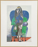 Pablo Picasso exhibition poster - Sitting woman with green scarf - female portrait - museum artist - art print - 1999