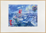 Marc Chagall exhibition poster - View of Paris - summer - blue - love - museum artist - art print