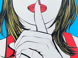 Deborah Azzopardi exhibition poster - shhh - Silence - red lips - museum artist - art print - excellent condition - pop art