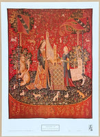 L'Ouie Hearing exhibition poster - Tapestry - The lady and the unicorn - offset lithograph - excellent - museum artist - art print - 1979