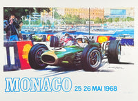 Grand Prix exhibition poster - Formula 1 - Monaco - May 1968 - car race - art print - reproduction