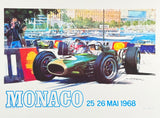 Grand Prix exhibition poster - Formula 1 - Monaco - May 1968 - car race - art print - reproduction