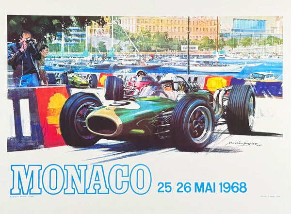 Grand Prix exhibition poster - Formula 1 - Monaco - May 1968 - car race - art print - reproduction