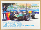 Grand Prix exhibition poster - Formula 1 - Monaco - May 1968 - car race - art print - reproduction