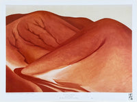 Georgia O'Keeffe exhibition poster - The red hills, grey sky - museum artist - art print - 1983