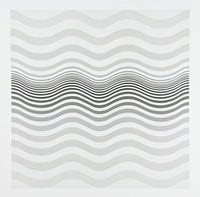 Bridget Riley exhibition poster - Amnesia, 1964 - Op Art - black white - waves - offset lithograph - museum artist - art print