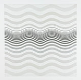 Bridget Riley exhibition poster - Amnesia, 1964 - Op Art - black white - waves - offset lithograph - museum artist - art print