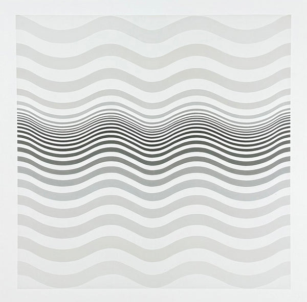 Bridget Riley exhibition poster - Amnesia, 1964 - Op Art - black white - waves - offset lithograph - museum artist - art print