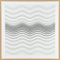 Bridget Riley exhibition poster - Amnesia, 1964 - Op Art - black white - waves - offset lithograph - museum artist - art print