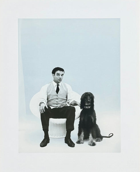 Charles Wilp exhibition poster - Yves Klein and his dog - back and white photography - portrait - museum artist - art print