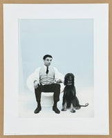 Charles Wilp exhibition poster - Yves Klein and his dog - back and white photography - portrait - museum artist - art print