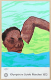Ronald Kitaj exhibition poster - Swimmer - Olympic Games Munich - abstract expressionist - pop art - art print - museum artist - 1972