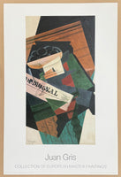 Juan Gris exhibition poster - Nature Morte au Journal - museum artist - vintage art print - Cubism - Spanish Painter - 1986